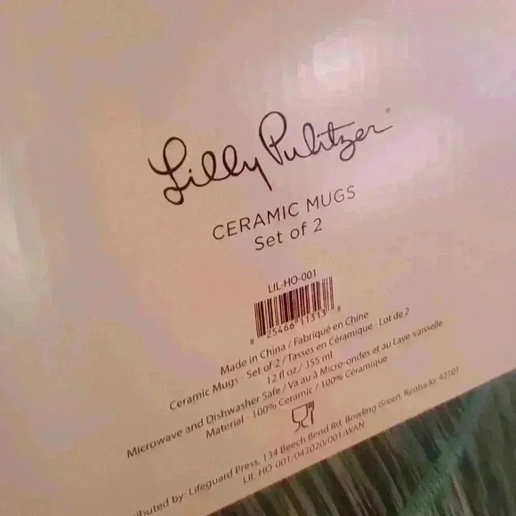 NWT in Box Set of (2) Lilly Pulitzer Mugs 12 fl oz - Picture 2 of 2